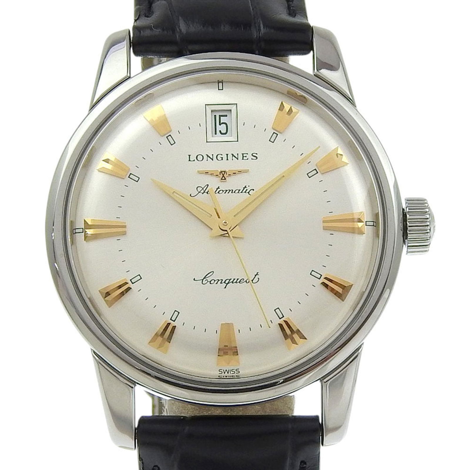 Longines Conquest Heritage L1 611 4 Silver Dial Stainless Steel Leather Automatic 35Mm: Brand: Longines Type: Wristwatch Gender: Men Material (Case): Stainless Steel Material (Band): Leather, Stainless Steel Color (Dial): Silver Case Diameter: 35mm / 1.38'' Wrist Size: 14.5cm - 19cm / 5.