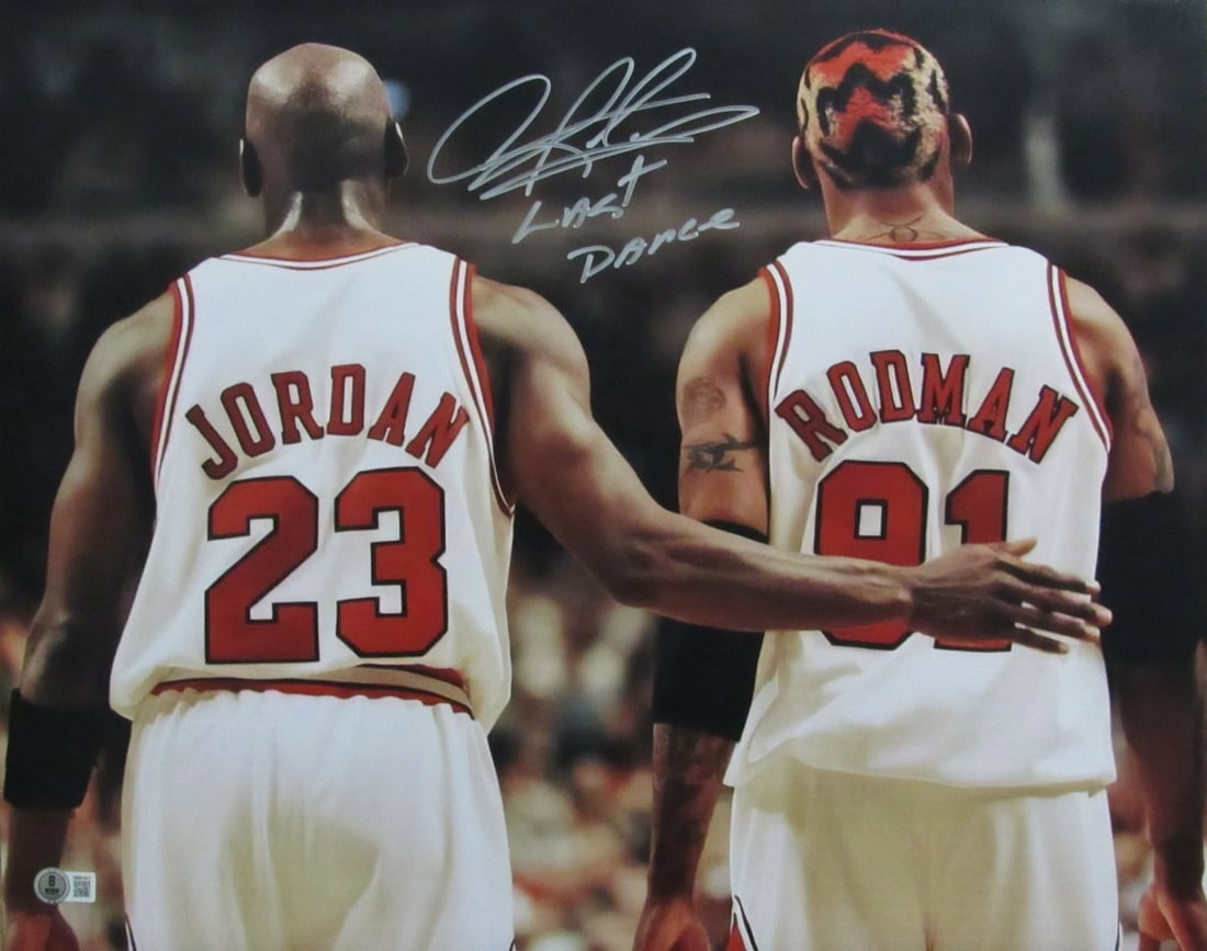 Dennis Rodman Last Dance Signed/Insc 16X20 Photo W/ Jordan Bulls Beckett 190312 (1 of 3)