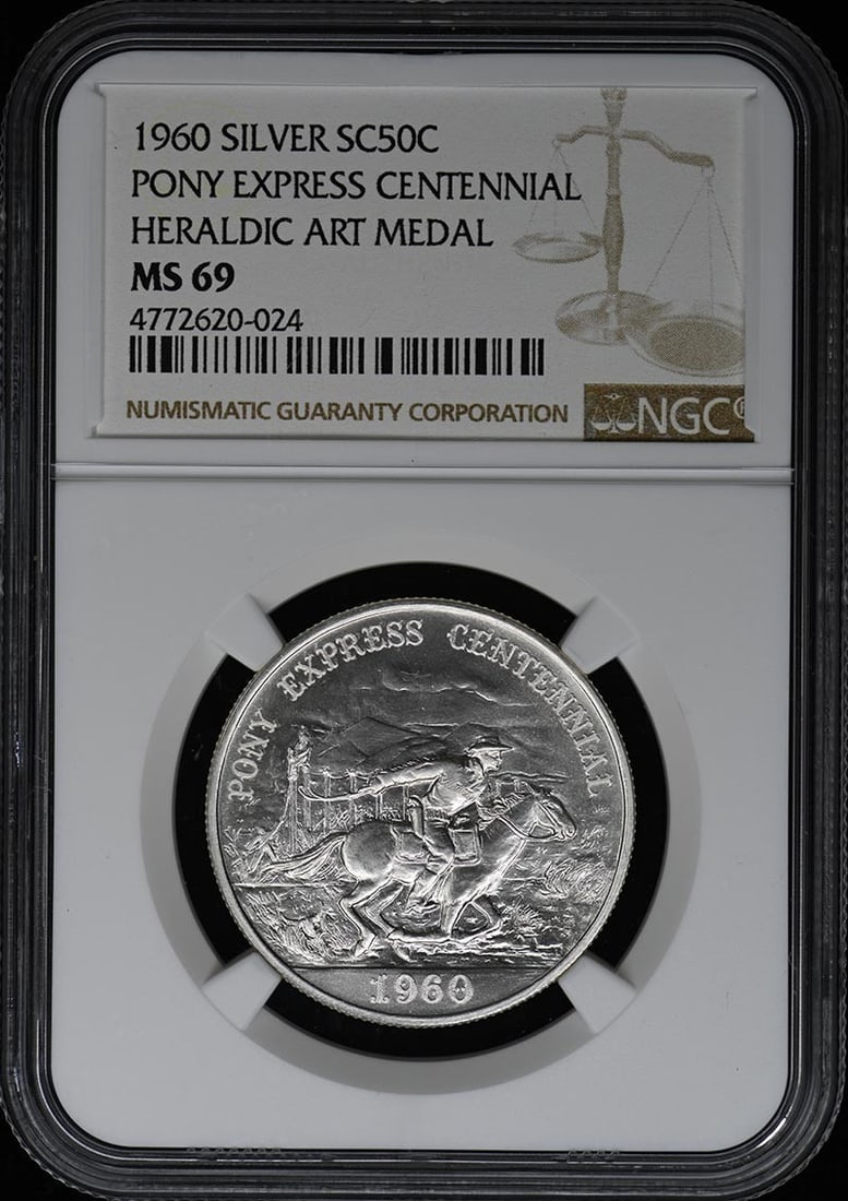 1960 Silver Pony Express Centennial Sc50C Ngc Ms69 (1 of 1)