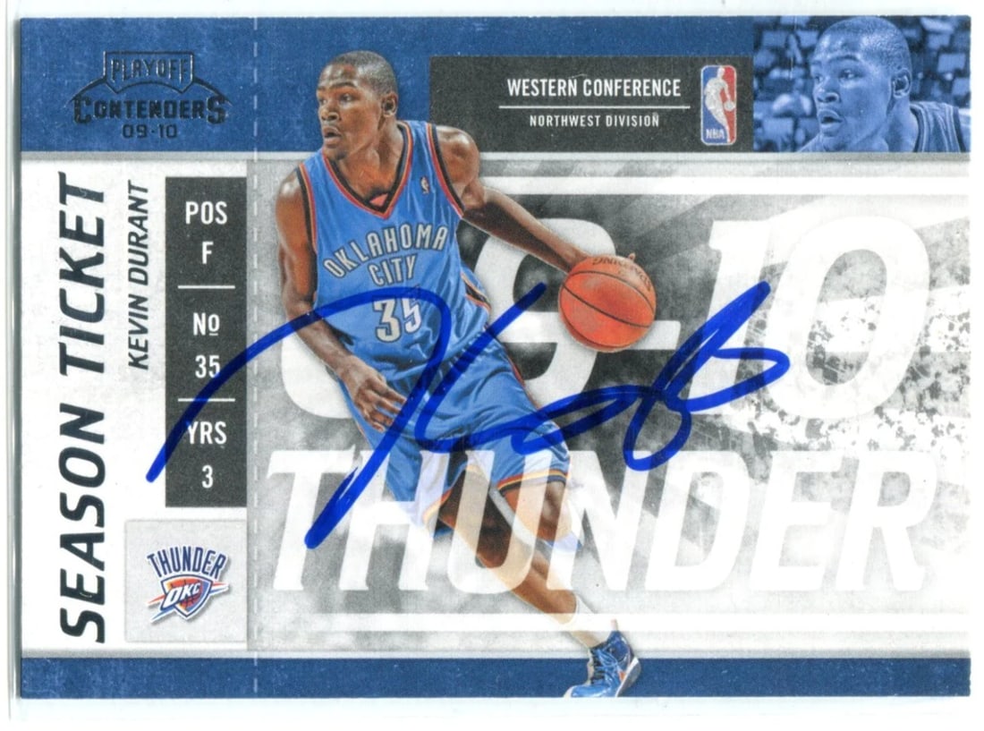 Kevin Durant Autographed 2009-10 Panini Contenders Playoff Card #60 (Jsa) (1 of 2)