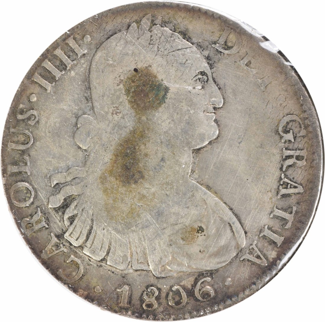 1806 Th Mexico 8 Reales Km109 Vf Uncertified: Certification: Uncertified Year: 1806 Composition: Silver Km Number: 109 Circulated/Uncirculated: Circulated Grade: VF Product Disclaimer: Grades are third-party opinions; authenticity is guaranteed. 