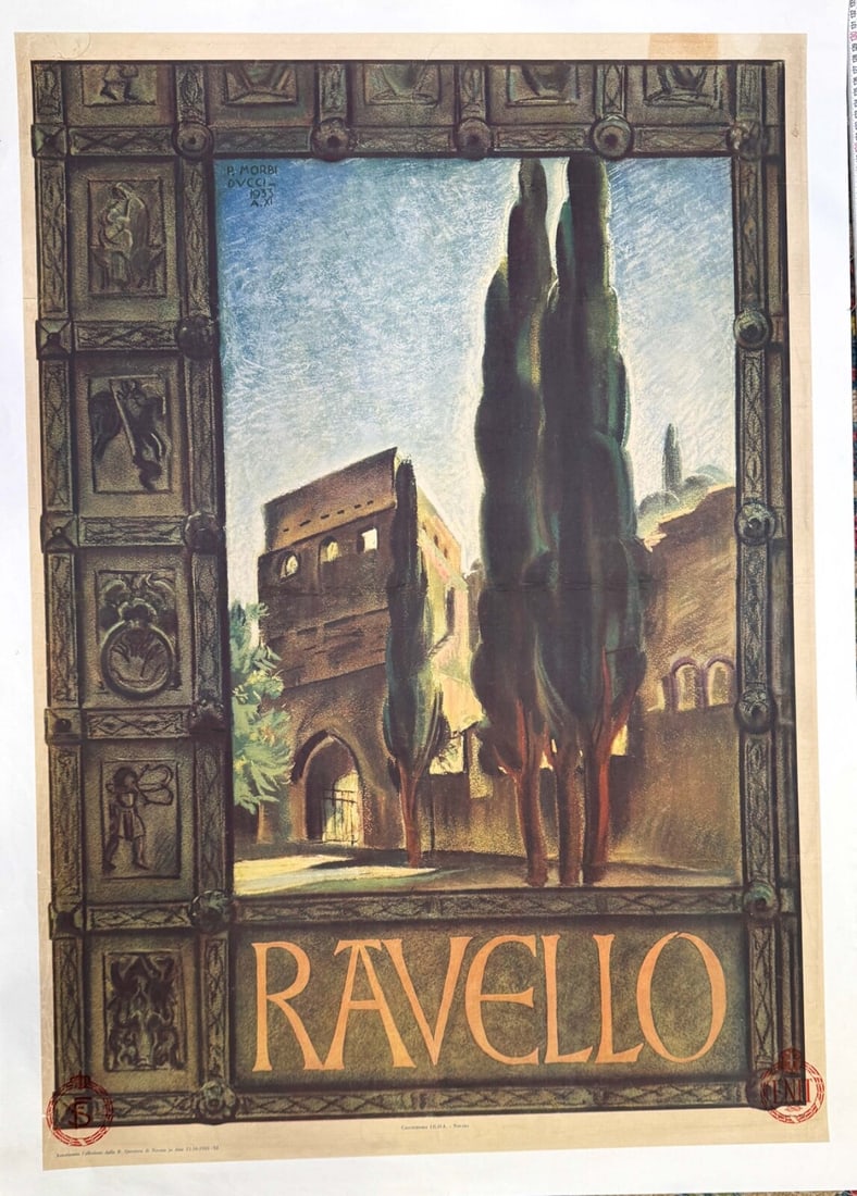 Rare Italian Travel Poster Ravello By Publio Morbiducci 1933 For Enit Railways (1 of 8)