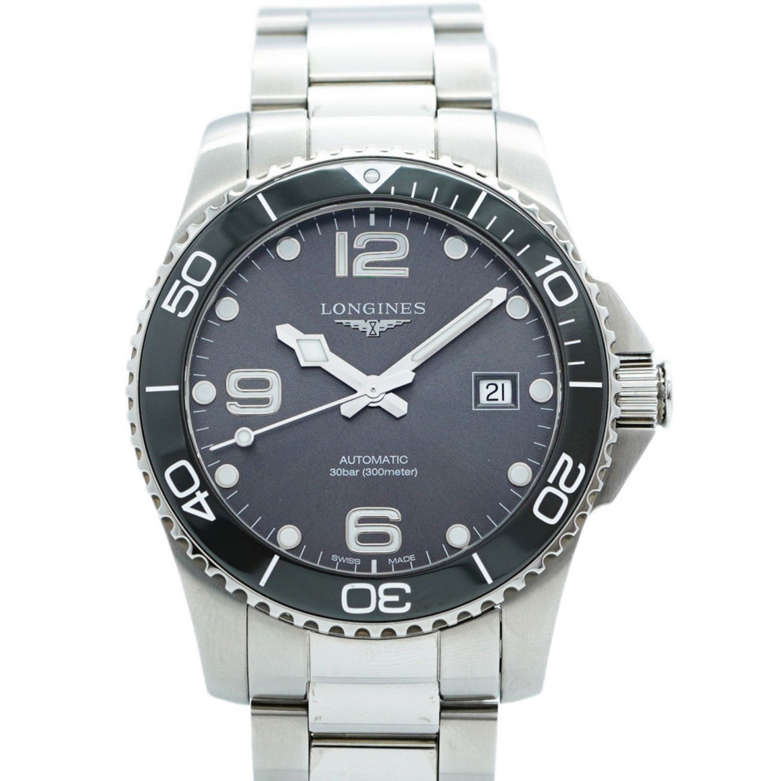 Longines Hydroconquest L3.781.4: Brand: Longines Type: Wristwatch Gender: Men Material (Band): Stainless Steel Color (Dial): Gray Case Diameter: 41mm / 1.61'' Wrist Size: 18cm / 7.08'' Condition: Used (good), Traces of usage, scratch
