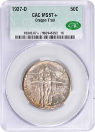 Oregon Commemorative Silver Half Dollar 1937-D Ms67+ Cacg