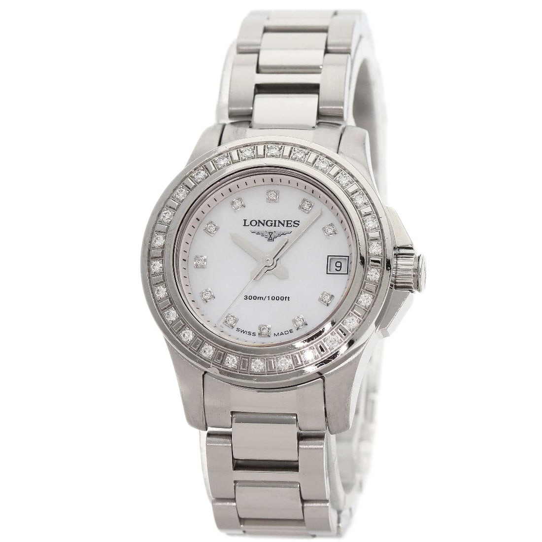 Longines Watches Quartz L3.158.0 Stainless Steel Silver Hydroconquest 11P Bezel Diamond White Shell: Brand: LONGINES Item: Watches Model: HydroConquest 11P Bezel Diamond Gender: Women Color: Silver Material: Stainless Steel , Stainless Steel Specification: Movement : Quartz Display : Analog display D