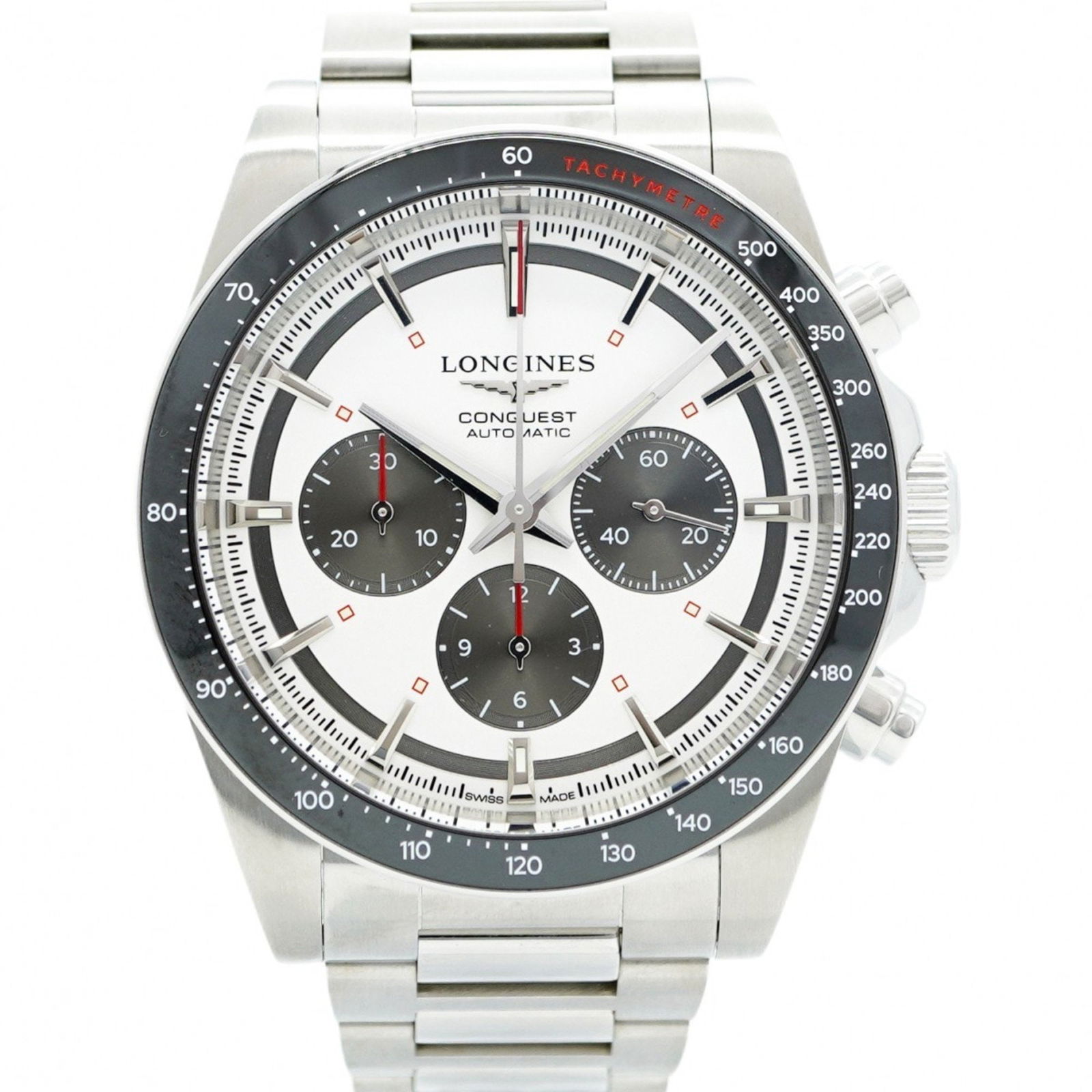 Longines Conquest L3.835.4 White Dial: Brand: Longines Type: Wristwatch Gender: Men Material (Band): Stainless Steel Color (Dial): White Case Diameter: 43mm / 1.69'' Wrist Size: 17cm / 6.69'' Condition: Used (very good), A few traces of us