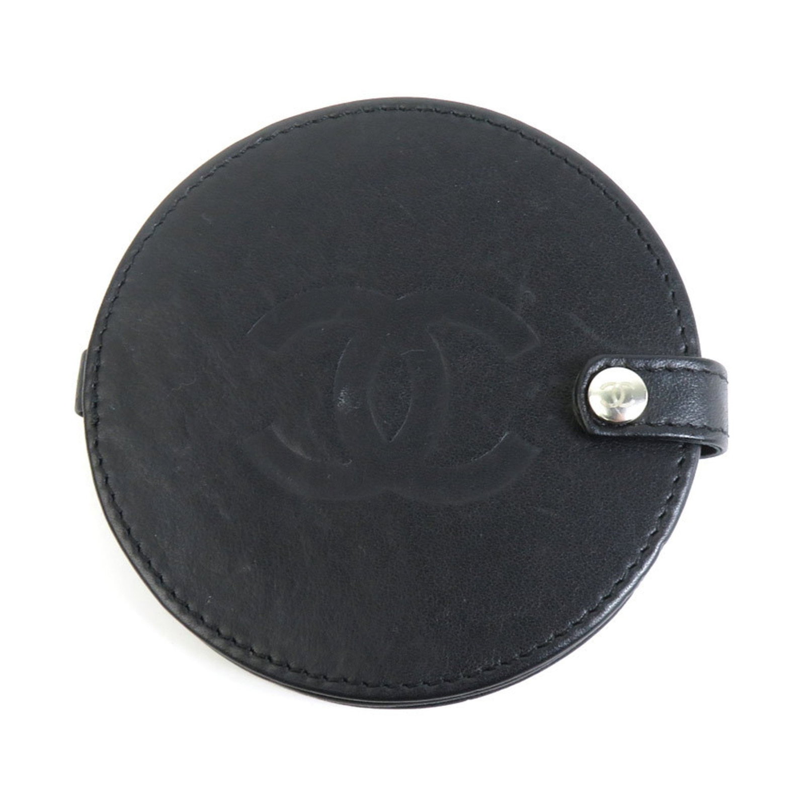 Chanel Hand Mirror Compact Coco Mark Leather Black (1 of 5)