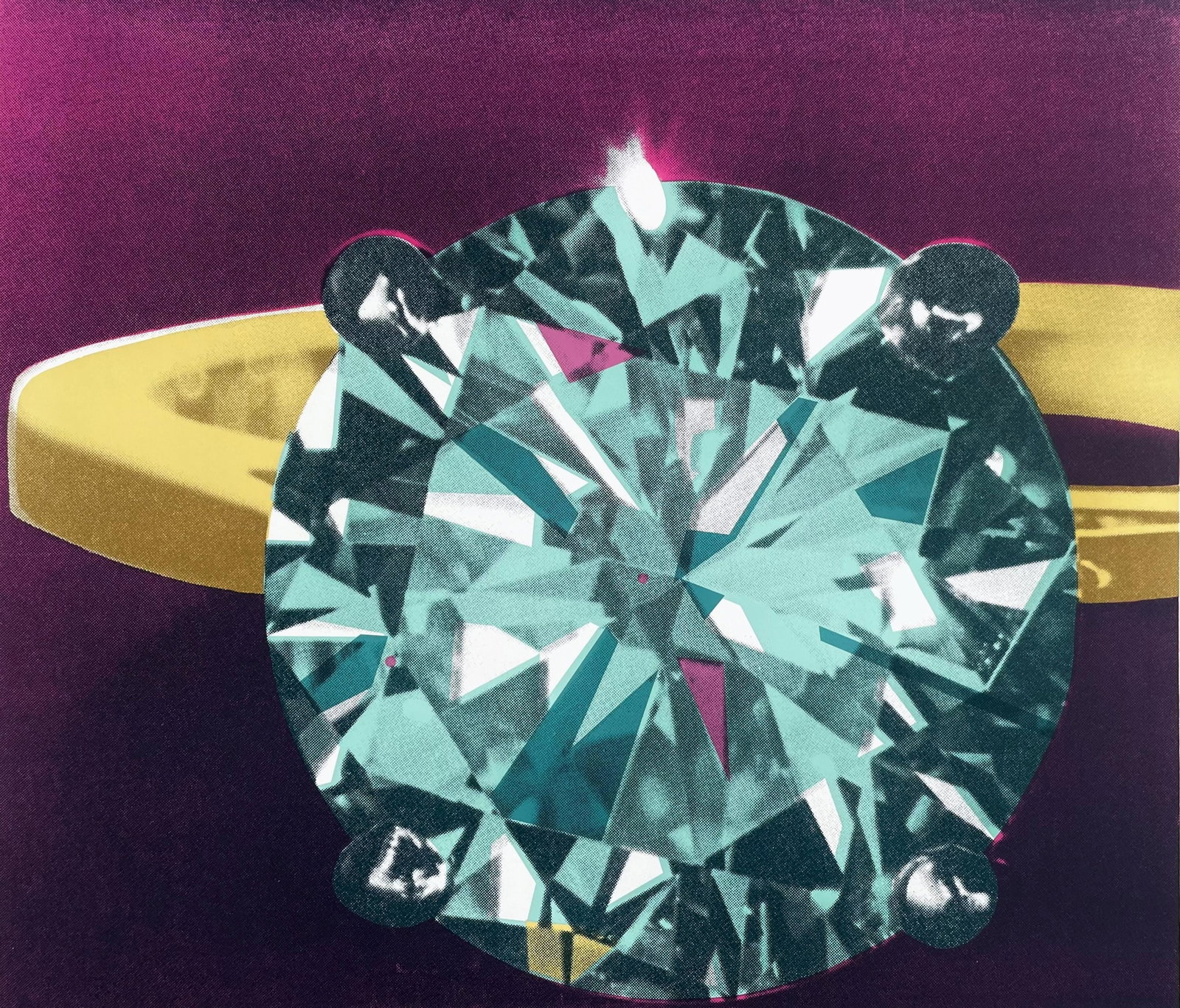 Richard Bernstein, Diamond Ring, Signed, Silkscreen: Silkscreen on vlin paper. Paper Size: 26 x 30 inches. Inscription: Hand signed and numbered, as issued. Condition: Excellent. Notes: Published by Jackie Fine Arts, Inc., New York; printed by Studio He