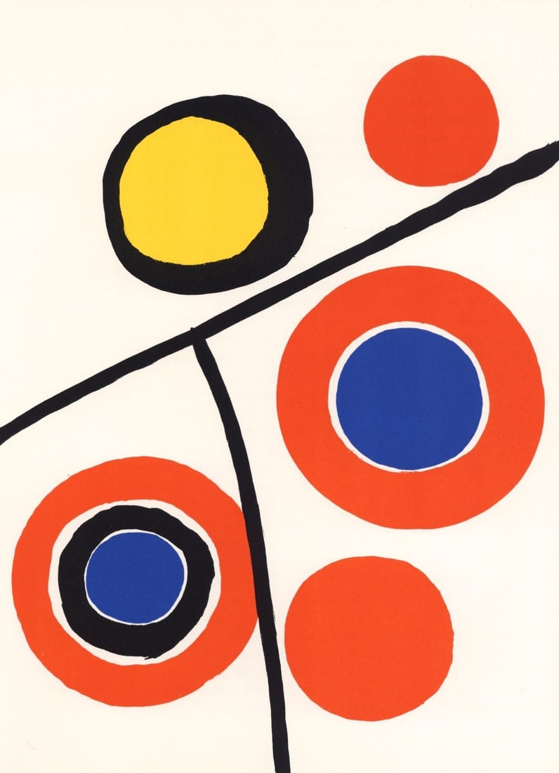 Alexander Calder, Composition, Derrire Le Miroir, Lithograph: Lithograph on vlin paper. Paper Size: 15 x 11 inches. Excellent condition. Inscription: Unsigned and unnumbered, as issued. Notes: From Derrire le miroir, N 201, 1973. Published by Aim Maeght, diteur,