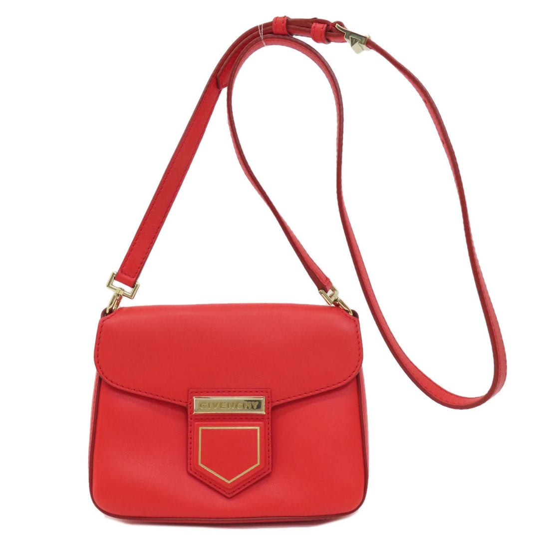 Givenchy Shoulder Bag Leather Red Logo Women: Material: Leather Gender: Women Brand: Givenchy Item: Shoulder Bag Model: logo Gender: Women Color: Red Material: leather Accessories: None Size: cm (approx.): W19 x H15 x D6.5x D6.5 Shoulder: 120 inc