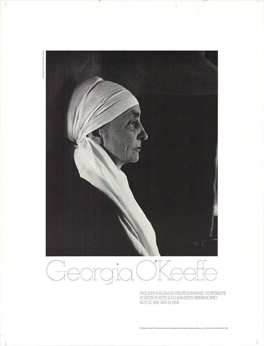 Philippe Halsman Georgian O'Keeffe " Offset Lithograph Photography: Artist: Philippe Halsman Brand: Halsman Philippe Country/Region Of Origin: USA Exact Year: 1981 Height: 26 Item Height: 26 Item Width: 20 Subject: Black & WhiteFiguresPortraitsPhotography Type: Offset