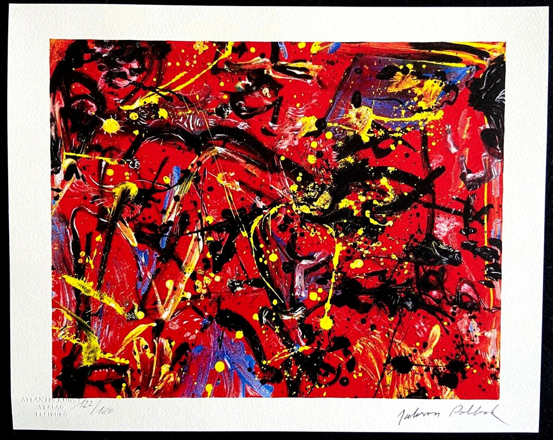 Jackson Pollock Lithograph Coa Signed Numbered A Hand -Willem De Kooning: Brand: Unbranded JACKSON Pollock " without title " Chromolithography printed in 1978 in 180 specimens by Atlantis Verlag, Freiburg 32 x 40 cm Signature JACKSON Pollock on the slab Dry and authentic st