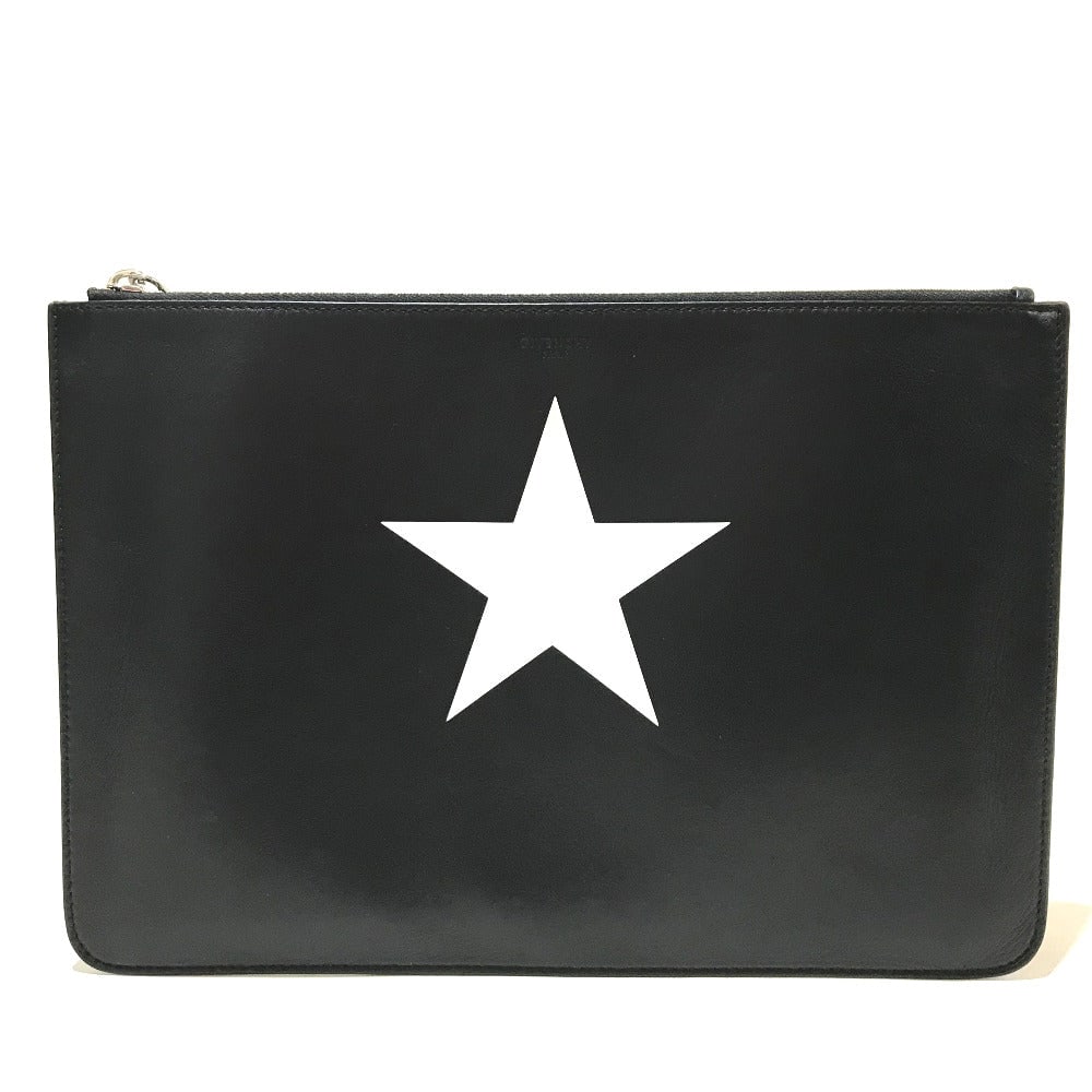 Givenchy Clutch Bag Leather Black X White Business Bag Star Design Mens: Material: Leather Gender: Mens Pattern: business bag Brand: GIVENCHY Item: Clutch bag Model: Star design Line: business bag Gender: mens Color: Black x white Material: leather Accessories: None Size: