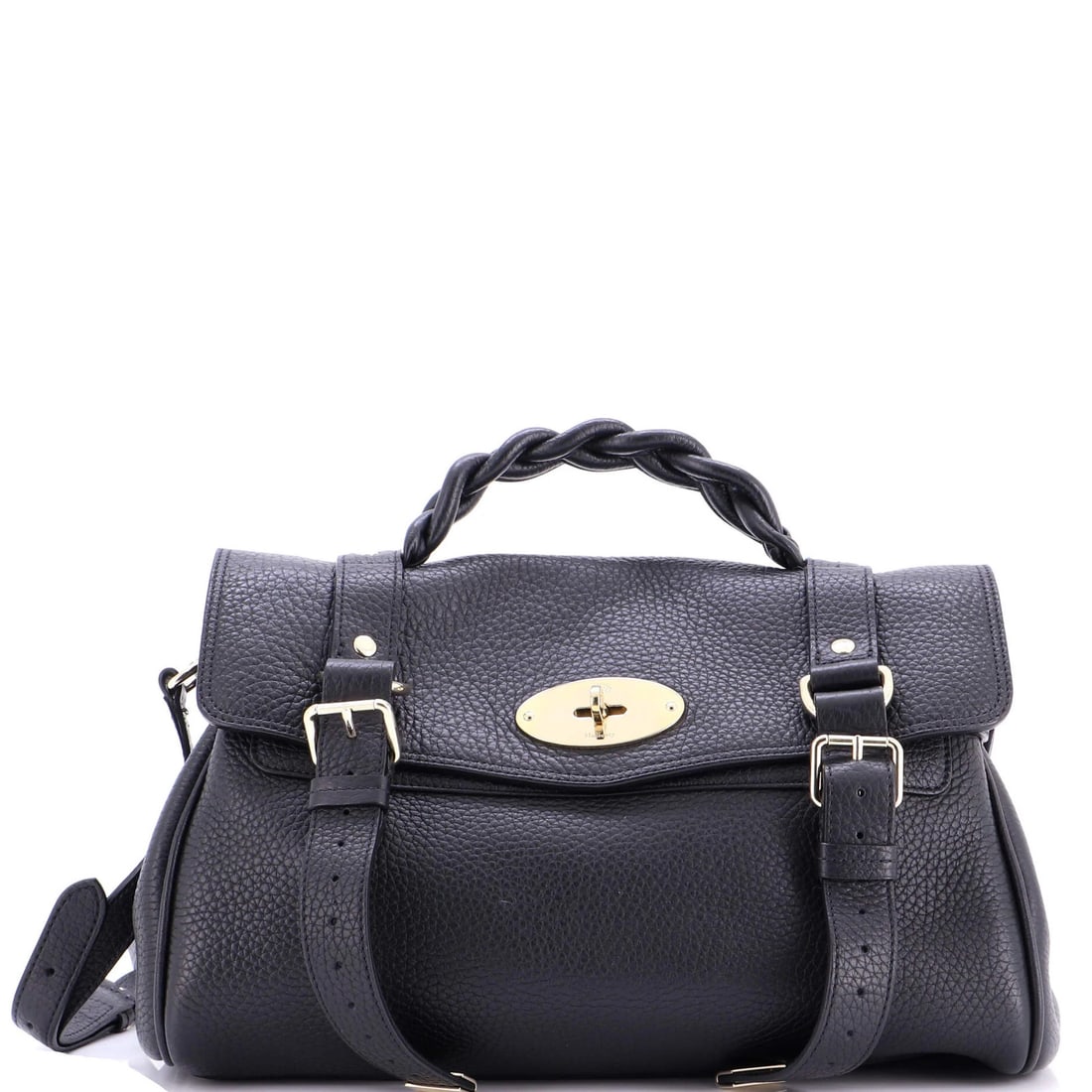 Mulberry Alexa Satchel Nm Leather Medium: Brand: Mulberry Exterior Material: Leather Style: Satchels Exterior Color: Black Size: Medium Accessories: With Strap Measurements: Handle Drop 2", Height 9", Width 12", Depth 5", Strap Drop 15-21" Mo