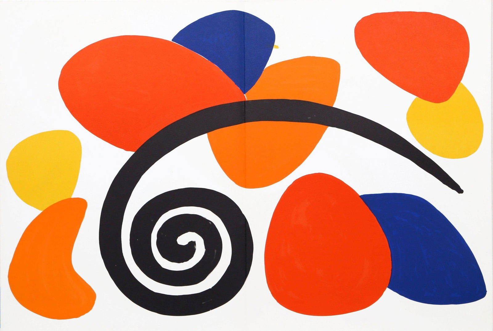 Alexander Calder, Composition, Derrire Le Miroir, Lithograph: Lithograph on vlin paper. Paper Size: 15 x 22 inches. Excellent condition, with centerfold, as issued. Inscription: Unsigned and unnumbered, as issued. Notes: From Derrire le miroir, N 173, 1968. Publ