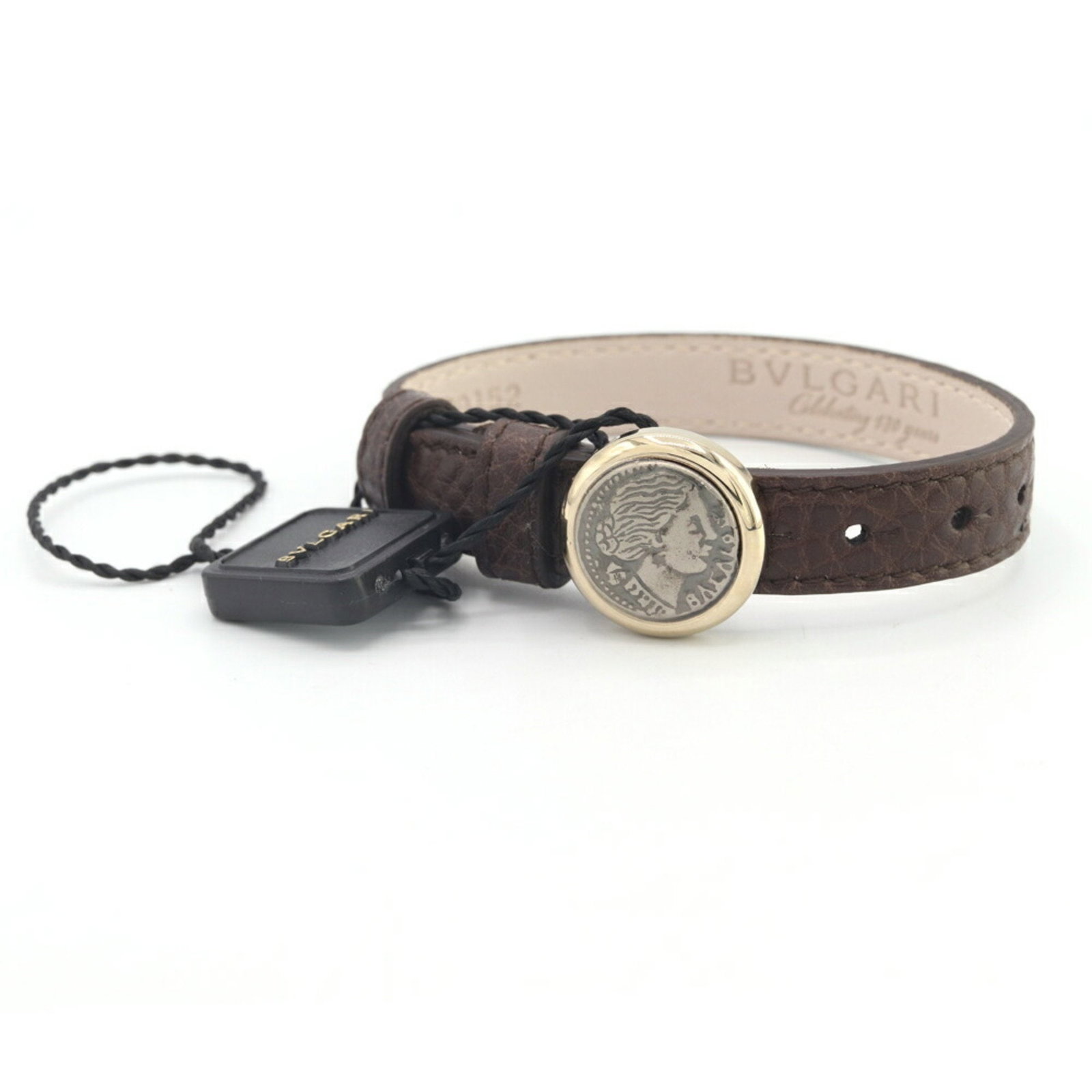 Bvlgari Monete Bracelet 39152 Dark Brown Leather (1 of 6)