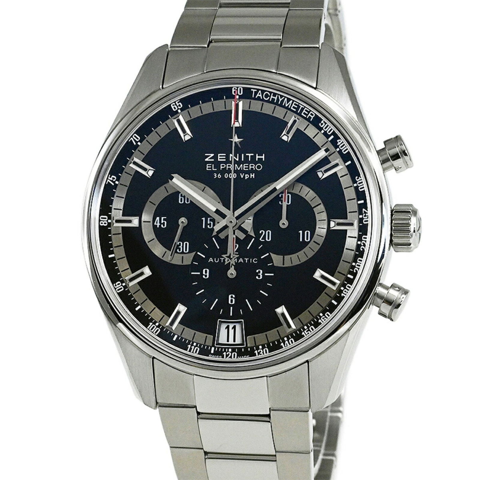 Zenith El Primero 36000Vph 42Mm Watch 03.2040.400 21.M2040: Brand: Zenith Type: Wristwatch Gender: Men Material (Case): Stainless Steel Material (Band): Stainless Steel Color (Dial): Black, Silver Easy-To-Read: Yes Case Diameter: 42mm / 1.65'' Case Thickness: