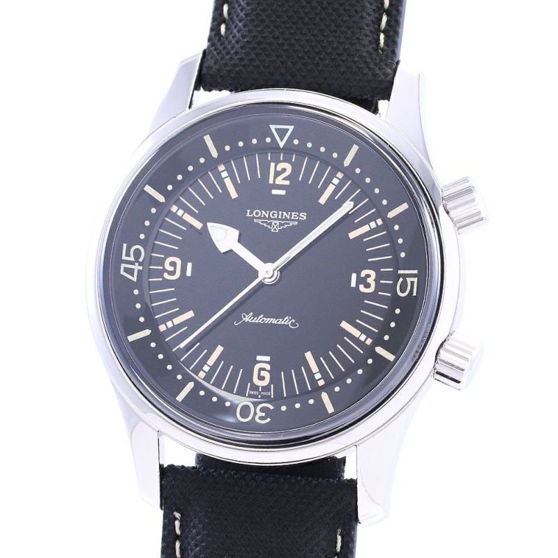 Longines Legend Diver L3.674.4.56.3: Brand: LONGINES Movement: Automatic Case Size: 42mm Case Material: Stainless Steel Band Material: New fabric belt/SS buckle Watch Glass: Sapphire Crystal Dial Color: Black Type: Wrist watch Product Di