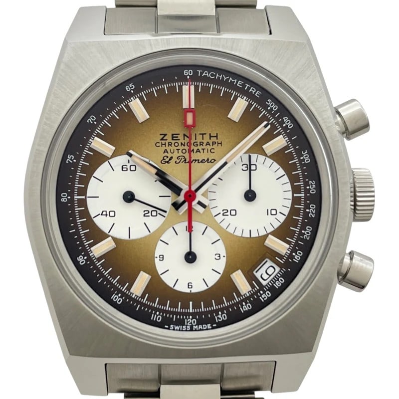 Zenith Chronomaster Revival El Primero 03.A384.400/385.M385 Gradient Brown: Brand: ZENITH Movement: Automatic Material: SS Color: Gradient Brown Dial Color: Gradient Brown Arm Circumference Size: 19cm Water Resistance: Daily Life Type: Wrist watch Product Disclaimer: Items ma
