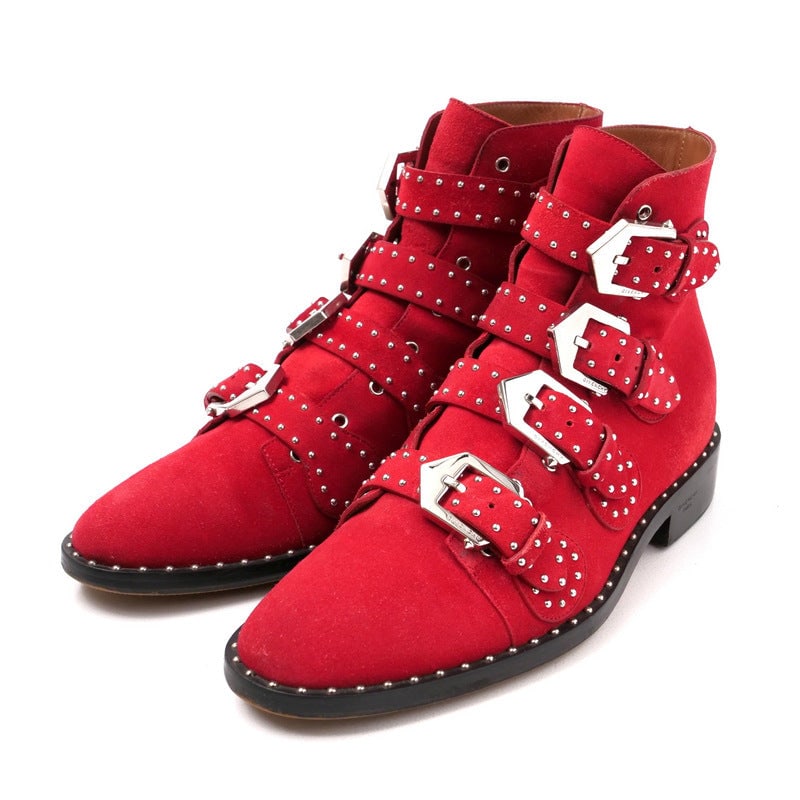 Givenchy Boots Suede Red Women No: Gender: Women Brand: GIVENCHY Item: boots Gender: Women Color: Red Material: Suede Accessories: None Notation Size: No size listed / US size?7.5 Shoe Size Chart Size: cm (approx.): JP size: 24.5cm Sho