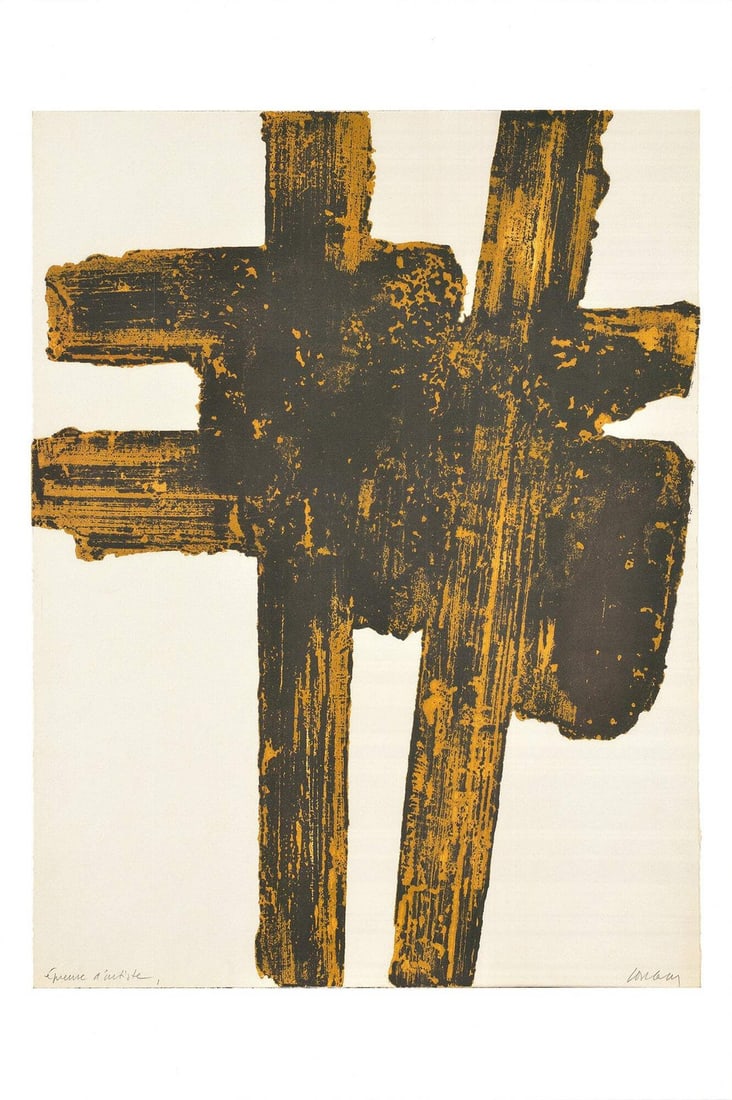 Pierre Soulages Eau-Forte Xviii " Offset Lithograph Mod (1 of 4)