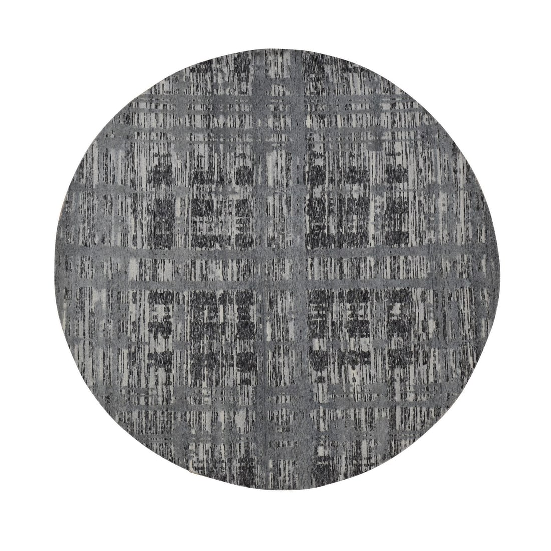 8'1"X8'1" Gray Undyed Natural Wool Modern Design Hand Knotted Round Rug: Style: Modern Design Type: Indoor Material: Wool Color: Grey Item Length: 97 Item Width: 97 Rug Type: Hand Knotted Pile: Wool Shape: Round Field Color: Grey Size: 8"1" x 8"1" / 246 CM X 246 CM Age: 20