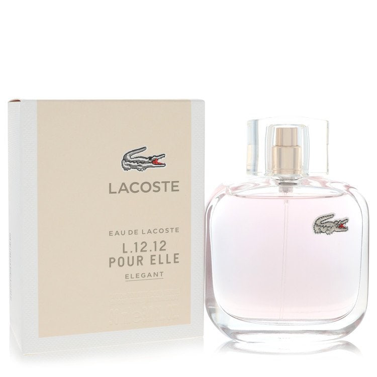 Lacoste Eau De Lacoste L.12.12 Elegant Perfume By Lacoste Eau De Toilette Spray: Brand: Lacoste Size: 3 oz Eau De Toilette Spray Grams: 500 Type: Eau De Toilette Spray Fragrance: Perfume for Women Product Disclaimer: Authentic fragrances; some boxes may show shelf wear. We strongl