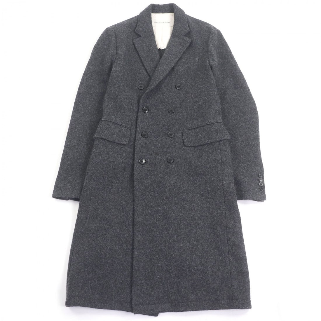 Dries Van Noten Coat Wool Gray: Material: Wool Gender: Mens Brand: DRIES VAN NOTEN Item: coat Gender: mens Color: gray Material: Outer: 100% wool, Lining: 100% cotton, Sleeve lining: 51% cotton, Sleeve lining: 49% viscose Accessorie