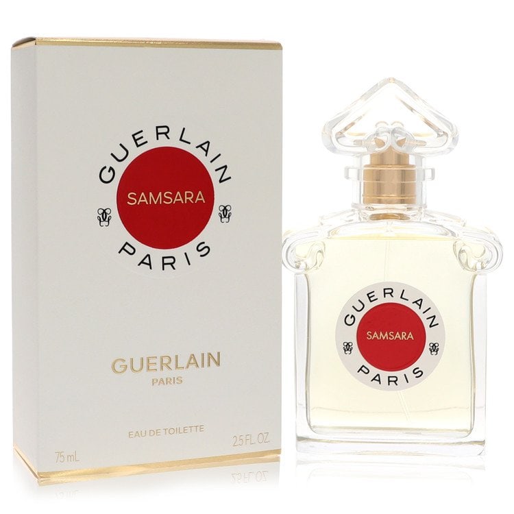 Samsara Perfume By Guerlain Eau De Toilette Spray: Brand: Guerlain Size: 2.5 oz Eau De Toilette Spray Grams: 400 Type: Eau De Toilette Spray Fragrance: Perfume for Women Product Disclaimer: Authentic fragrances; some boxes may show shelf wear. We stro