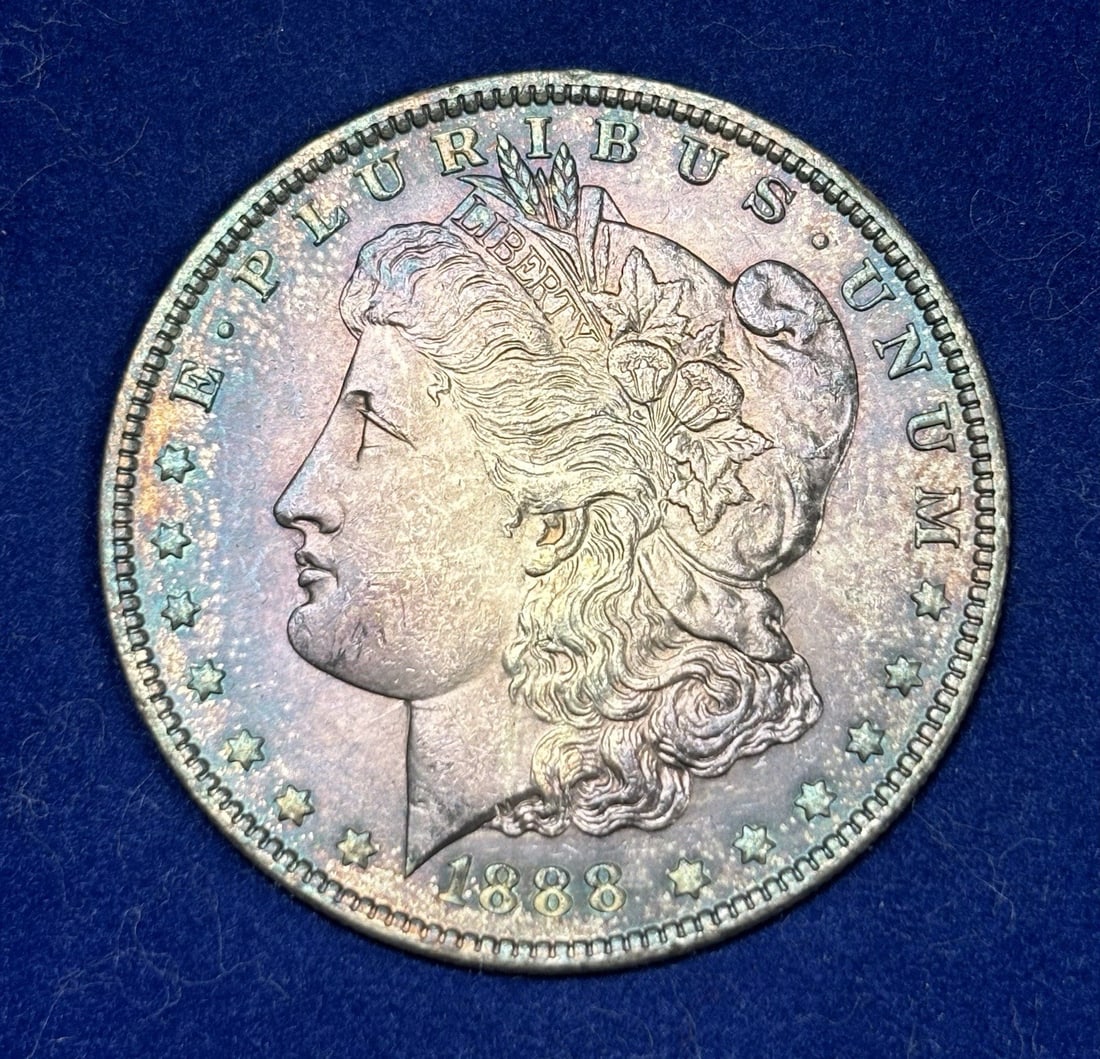 1888 Morgan Dollar Uncirculated Pretty Rainbow Toning (1 of 3)