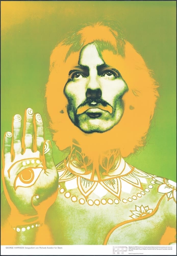 George Harrison By Richard Avedon Beatles Poster 1967 Original Printing On Linen: Country Of Origin: Germany Artist: Richard Avedon Unit Of Sale: Set Character: george harrison Size: Medium Date Of Creation: 1950-1969 Material: Canvas Paper Region Of Origin: Germany Original/Licens