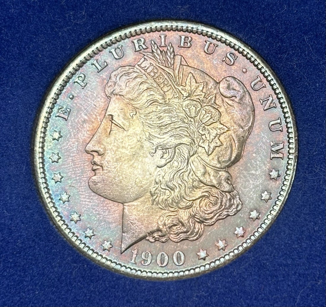 1900 Morgan Dollar Uncirculated Pretty Rainbow Toning (1 of 3)