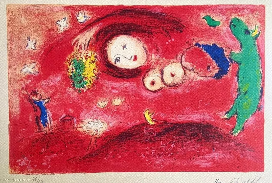 Marc Chagall Lithograph Coa Original Hand-Signed Hand-Numbered Crayon Stamp (1 of 12)