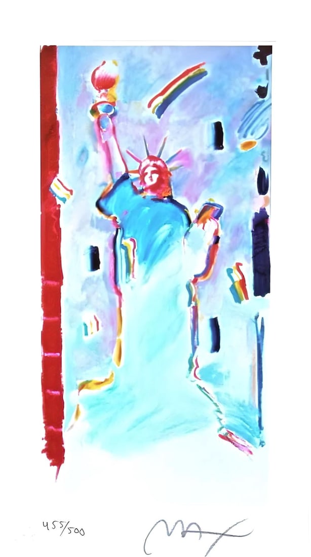 Peter Max, Statue Of Liberty I, Hand Signed, Official Lithograph: Lithograph in colors on Lustro Saxony paper. Paper size: 10 x 5.5 inches. Inscription: Hand signed by Peter Max and numbered, as issued. Condition: Excellent. Notes: Published and printed by Via Max,