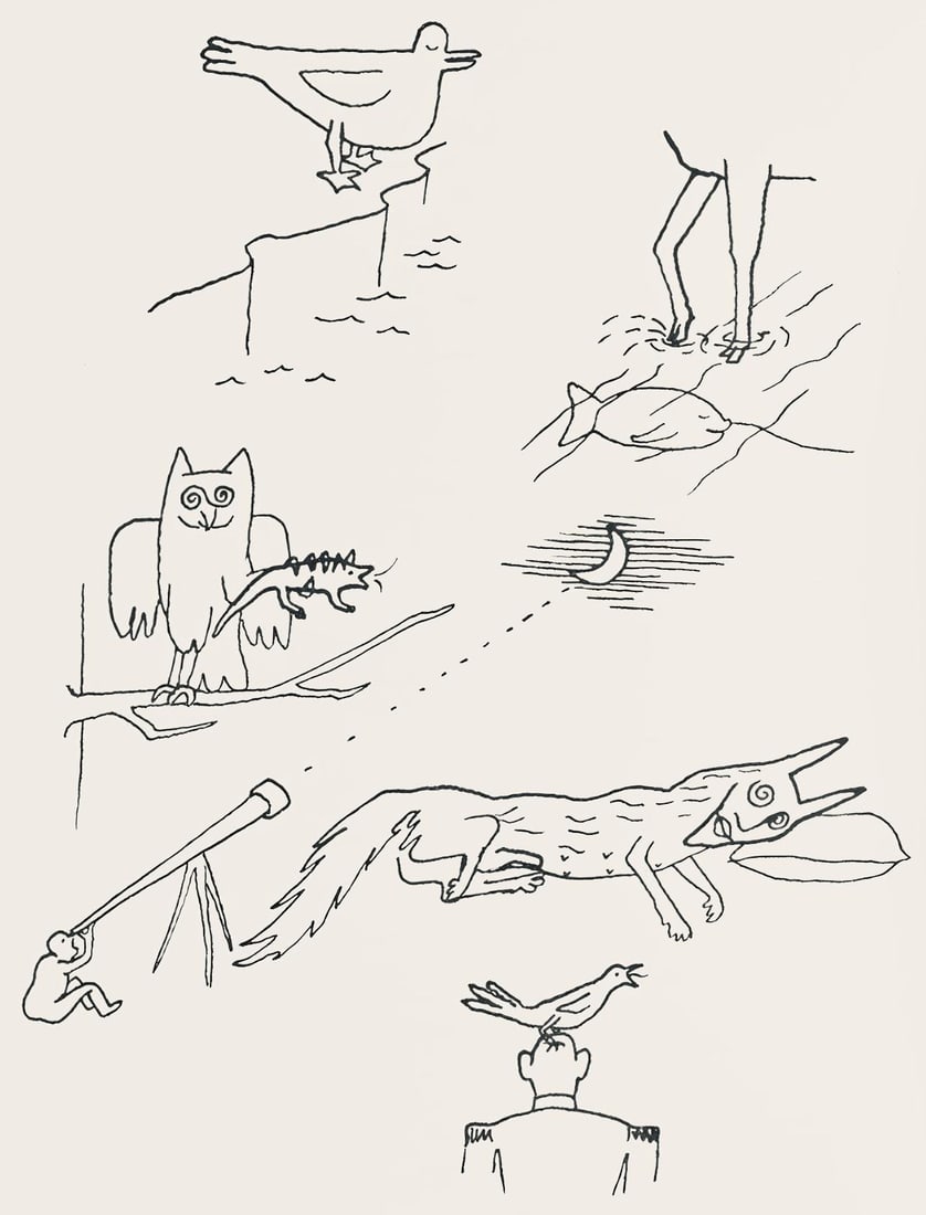 Alexander Calder, Composition, A Bestiary, Letterpress Print: Letterpress printing on spcialement fabriqu Curtis Rag vlin paper. Paper Size: 12.5 x 9.1875 inches. Excellent condition. Inscription: Unsigned and unnumbered, as issued. Notes: From the album, A Best