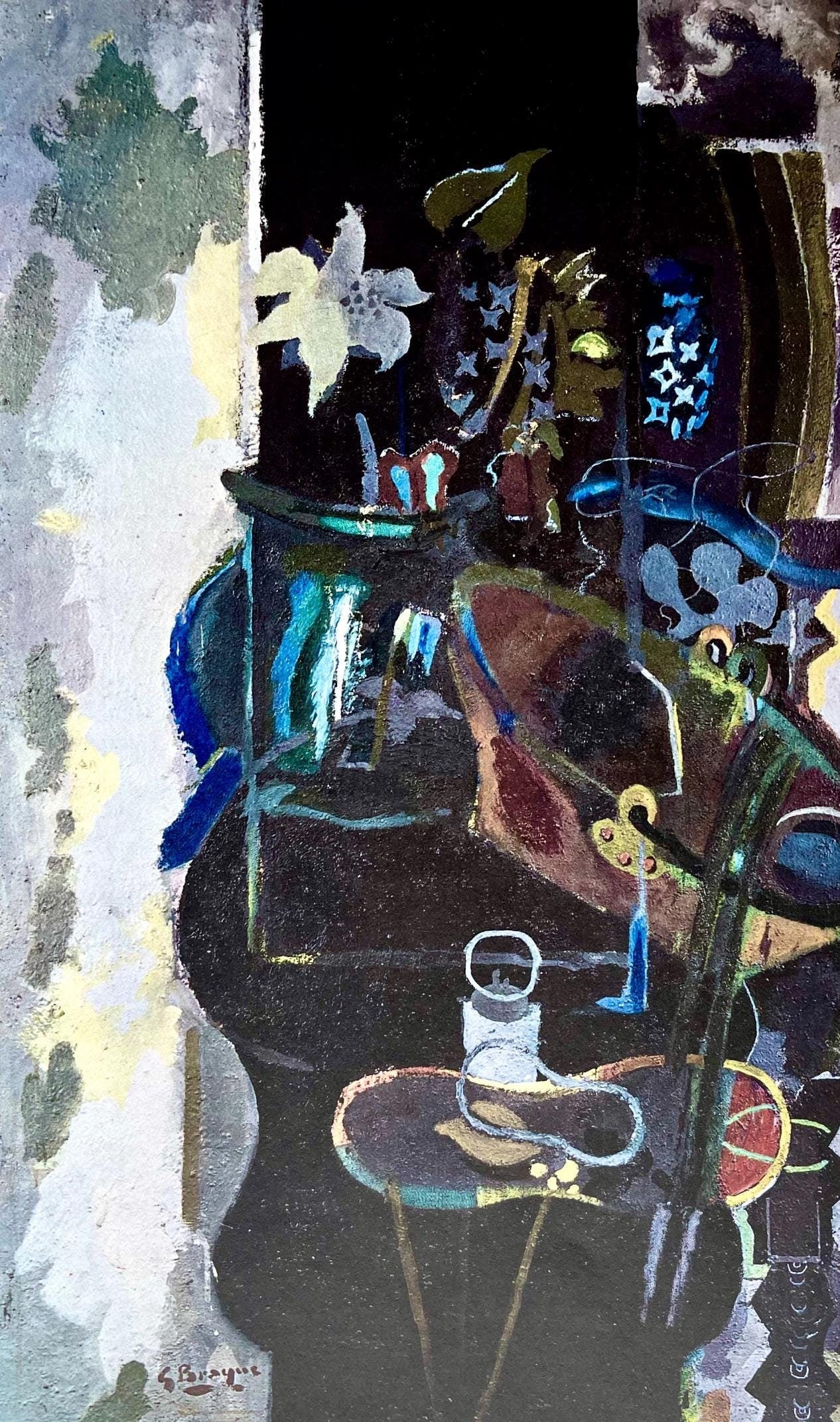 Georges Braque, Composition, Derrire Le Miroir, Lithograph: Lithograph on vlin paper. Paper Size: 15 x 11 inches. Excellent condition. Inscription: Unsigned and unnumbered, as issued. Notes: From Derrire le miroir, N 155, 1965. Published by Aim Maeght, diteur,