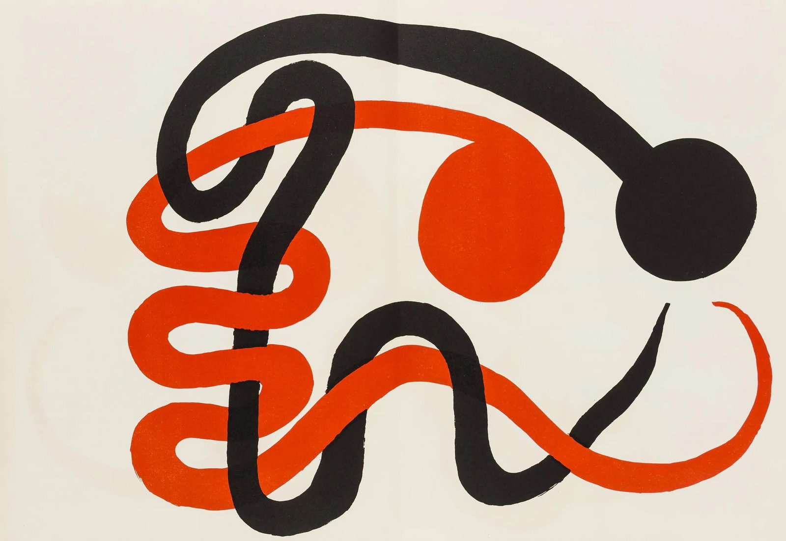 Alexander Calder, Composition, Derrire Le Miroir, Lithograph: Lithograph on vlin paper. Paper Size: 15 x 22 inches. Excellent condition, with centerfold, as issued. Inscription: Unsigned and unnumbered, as issued. Notes: From Derrire le miroir, N 201, 1973. Publ