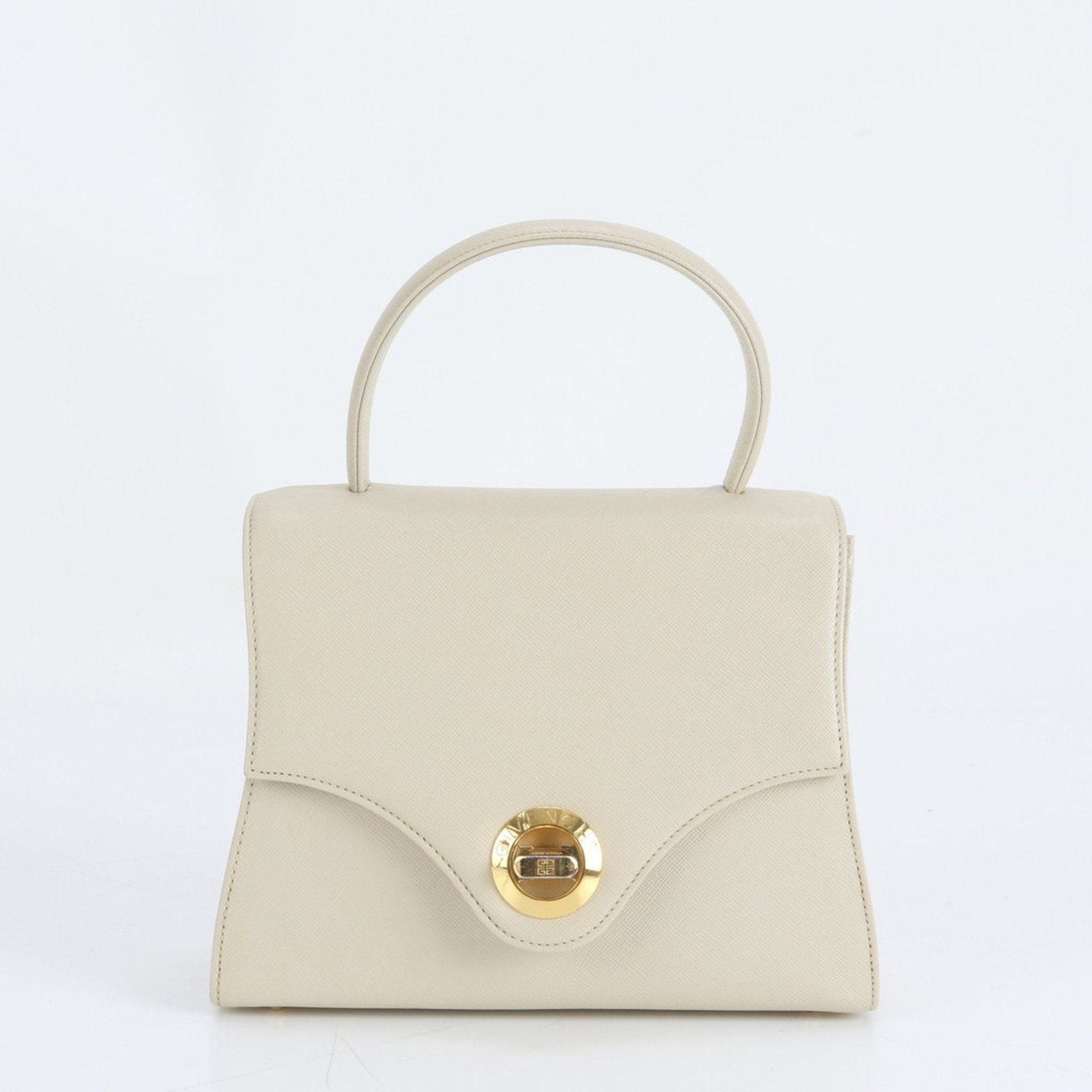 Givenchy Turnlock Leather Handbag/Top Handle Tote: Brand: Givenchy Type: Handbag Material: Leather Color: Ivory Gender: Women Size (Hxwxd): 16cm x 21cm x 7.5cm / 6.29'' x 8.26'' x 2.95'' Condition: Used (very good), A few traces of usage, some scratch
