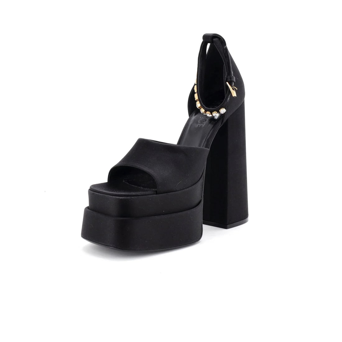 Versace Women'S Medusa Aevitas Platform Sandals Satin With Crystals: Brand: Versace Us Shoe Size: Us(W) 8 | It 38 Style: Sandals Color: Black Upper Material: Satin Type: Shoes Size: US(W) 8 | IT 38 Model: Women's Medusa Aevitas Platform Sandals Satin with Crystals Exte