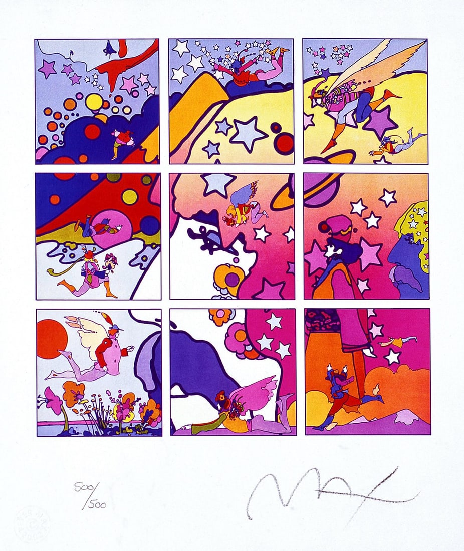 Peter Max, The Profile, Hand Signed, Official Lithograph: Lithograph in colors on Lustro Saxony paper. Paper size: 11.5 x 9.875 inches. Inscription: Hand signed by Peter Max and numbered, as issued. Condition: Excellent. Notes: Published and printed by Via M