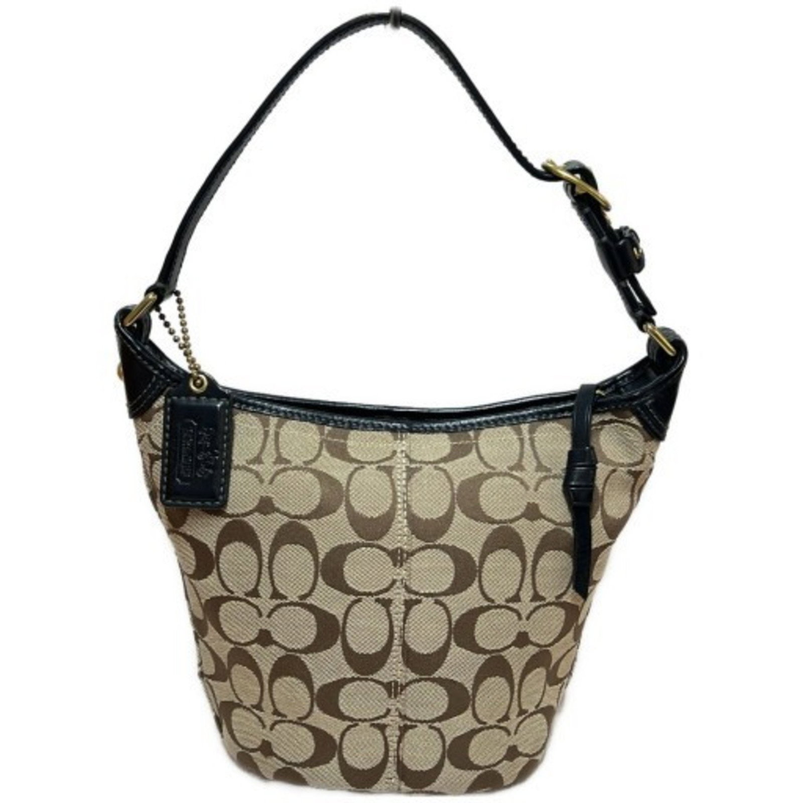 Coach Signature Leather Canvas Bag 40896P Black (Itjggod9Nflw Rm0221T) - Available At Mikunigaoka: Brand: Coach Type: Shoulder Bag Color: Black, Brown Gender: Women Size (Hxwxd): 22cm x 25cm x 11cm / 8.66'' x 9.84'' x 4.33'' Handle Length: 35cm - 39cm / 13.77'' - 15.35'' Condition: Used (good), Tra