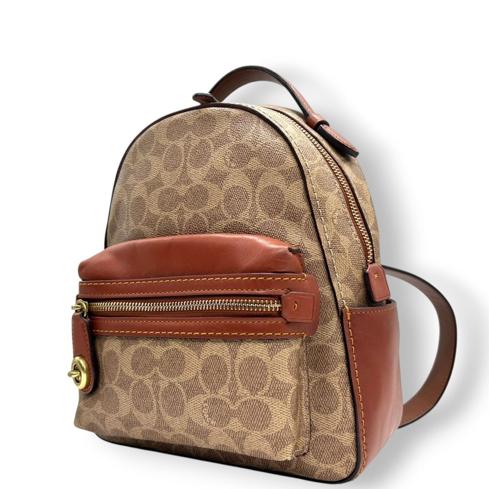 Coach Academy Backpack Signature 32715: Brand: Coach Type: Backpack Material: Pvc , Leather Color: Beige, Brown Gender: Women Size (Hxwxd): 26cm x 21cm x 10cm / 10.23'' x 8.26'' x 3.93'' Condition: Used (very good), A few traces of usage, s