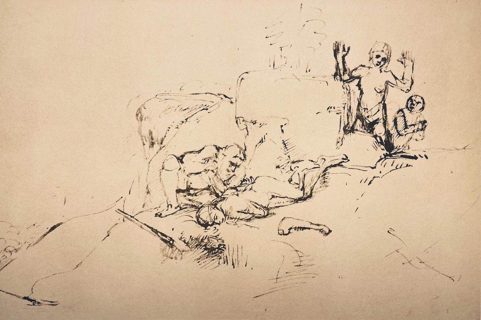 Rembrandt Van Rijn, The Lament For Abel, Rembrandt, Drawings From The Bible, Collotype (1 of 6)