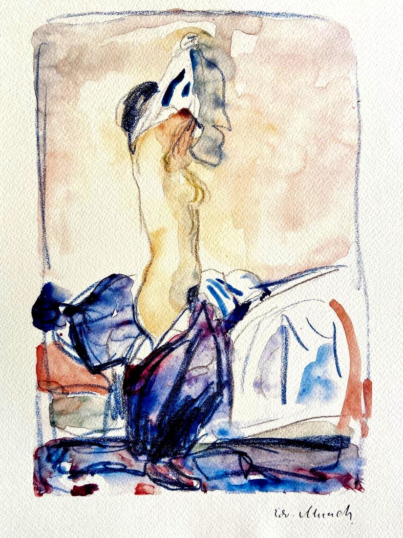 Edvard Munch Museum Lithograph Coa Signed Op Hand Numbered Crayon: Brand: Unbranded Edvard Munch '' The model undresses '' It operates by an original Lithograph of the master of 1919-1924. Signature Edvard Munch on the slab. The graphic work measures 30 x 41 cm The e