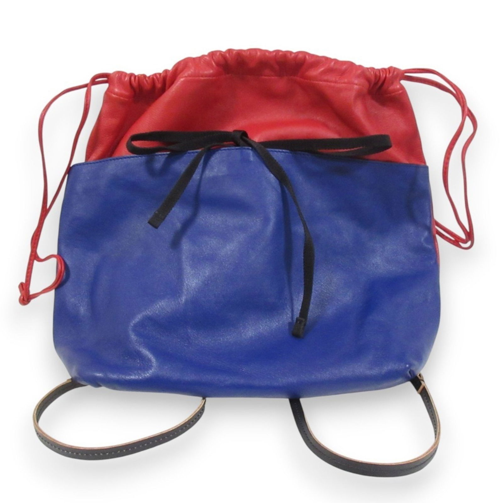 Marni Leather Drawstring Backpack/Knapsack: Brand: Marni Type: Backpack Color: Black, Blue, Red Color Gender: Women Size (Hxwxd): 38cm x 39cm x 13cm / 14.96'' x 15.35'' x 5.11'' Condition: Used (like new), Hardly any traces of usage nice item o