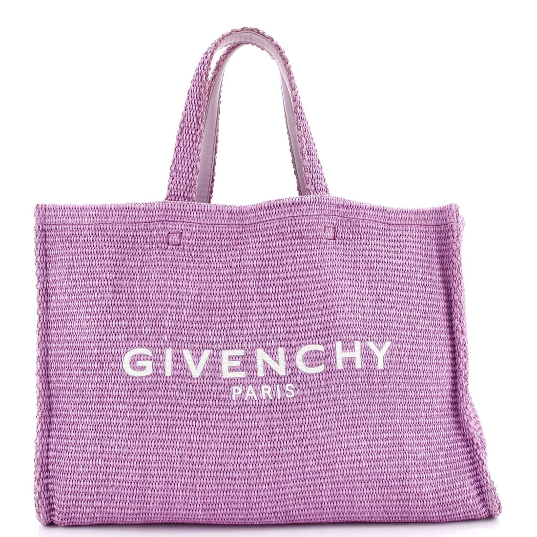 Givenchy G-Tote Raffia Large: Brand: Givenchy Exterior Material: Raffia Style: Totes Exterior Color: Purple Size: Large Measurements: Handle Drop 5.5", Height 12.5", Width 17", Depth 6" Model: G-Tote Raffia Large Exterior Material