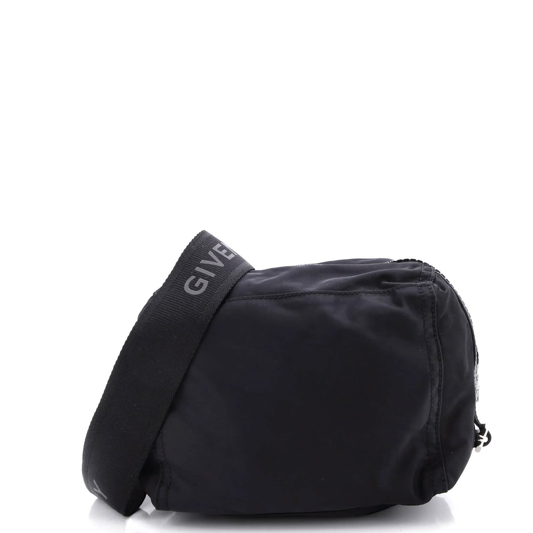 Givenchy Pandora Messenger Bag Nylon Small: Brand: Givenchy Exterior Material: Nylon Style: Messenger Exterior Color: Black Size: Small Measurements: Height 6.5", Width 8", Depth 5" Model: Pandora Messenger Bag Nylon Small Exterior Material: Ny