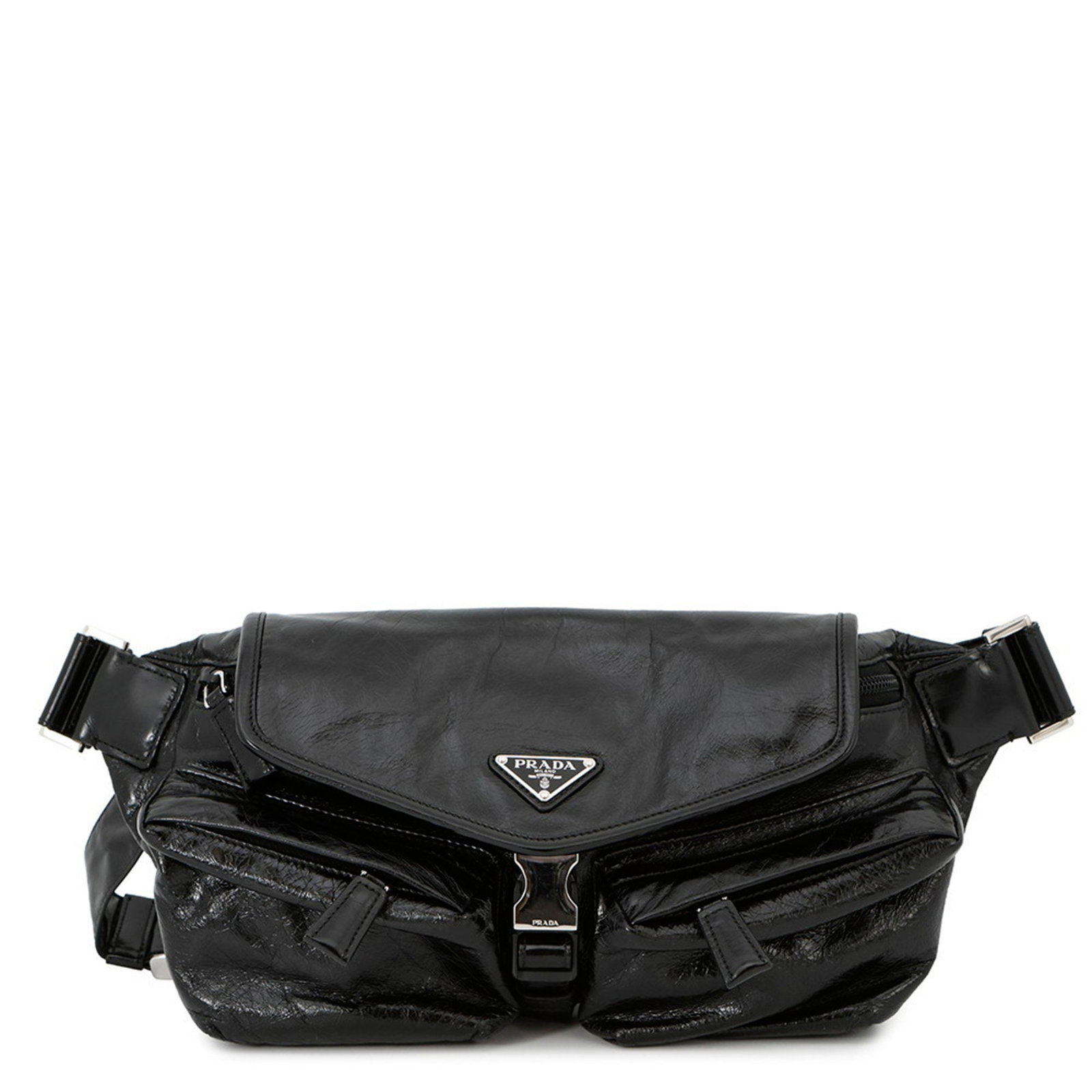 Prada Triangle Calfskin Body Bag 2vh174 Prada Waist Pouch Black