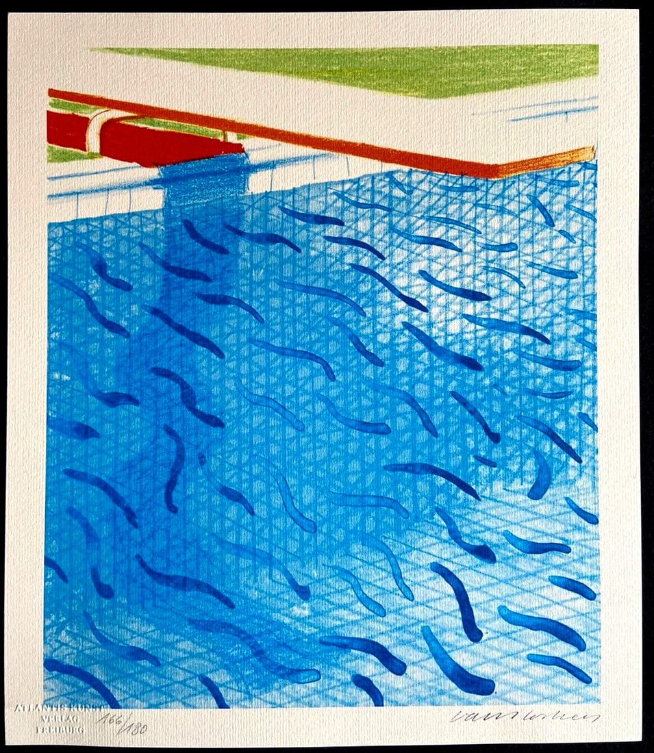 David Hockney Lithograph Hand-Made Coa Signed Pen Numbered 180 (1 of 10)