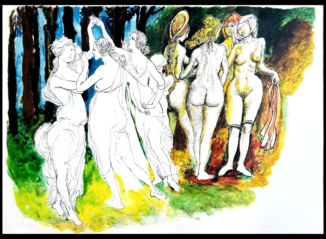 Renato Guttuso Litho 'The Spring Of Botticelli' 1983 Published: Brand: Unbranded Renato Guttuso Lithograph in color published in 1983. "Botticelli's Spring" and at 43/63 The work measures 51 x 70 cm Rare and historic work, hand-signed by the master, in truly excel